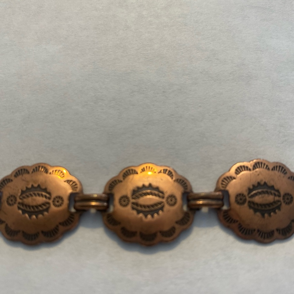 Southwestern Copper Concho Linked Bracelet - image 6